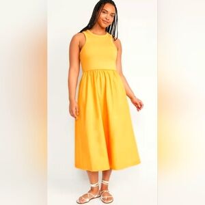 OLD NAVY Knit High Neck Ribbed Top Sleeveless Midi Dress Mustard NWOT Sz: 2X